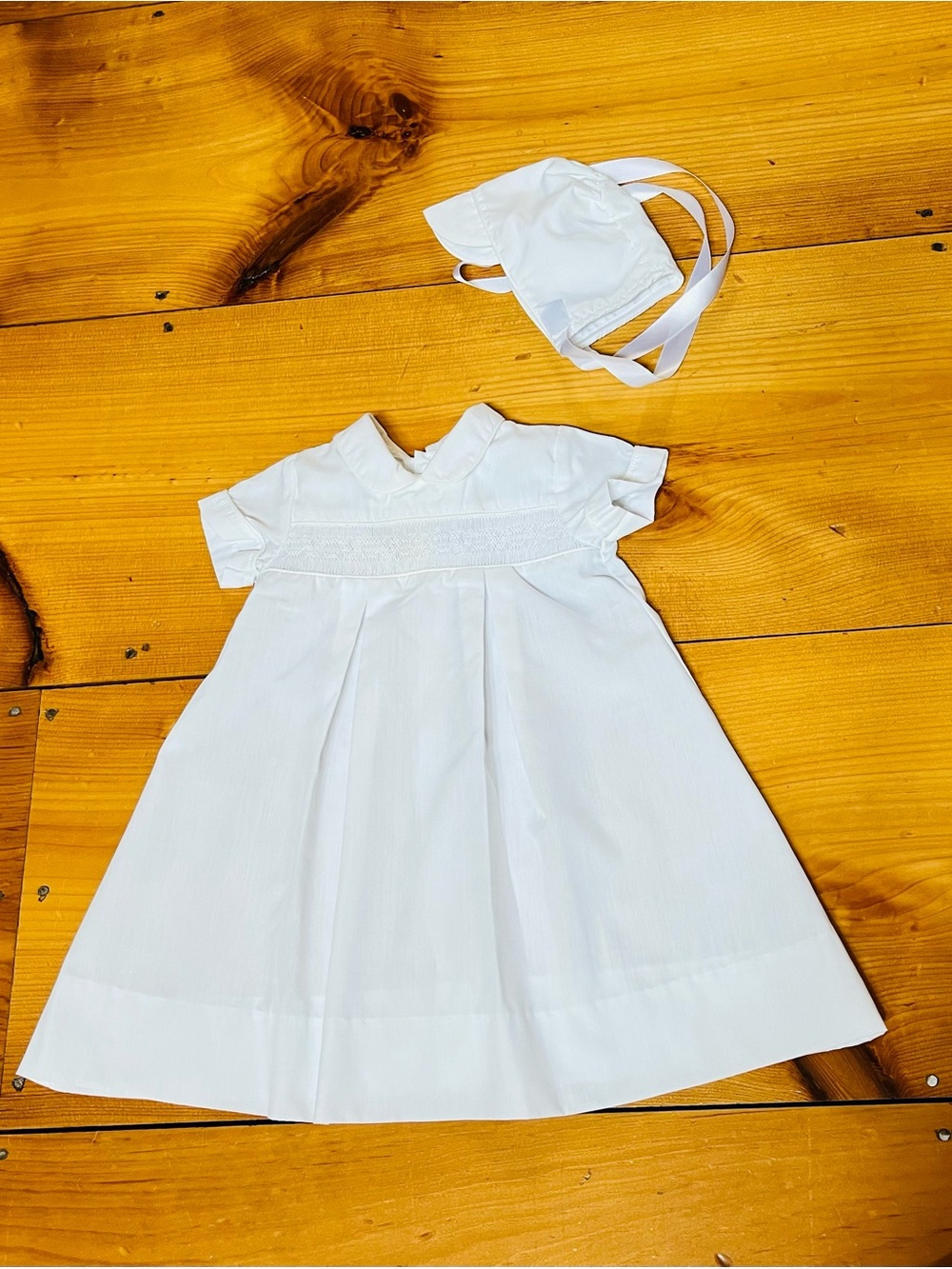 House of Hatten Smocked Christening Dress With Cap